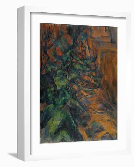 Rochers et branches à Bibémus-Paul Cézanne-Framed Giclee Print