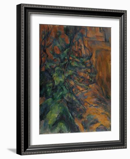 Rochers et branches à Bibémus-Paul Cézanne-Framed Giclee Print