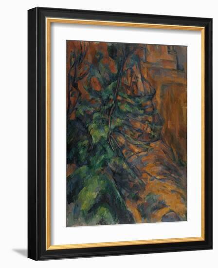 Rochers et branches à Bibémus-Paul Cézanne-Framed Giclee Print