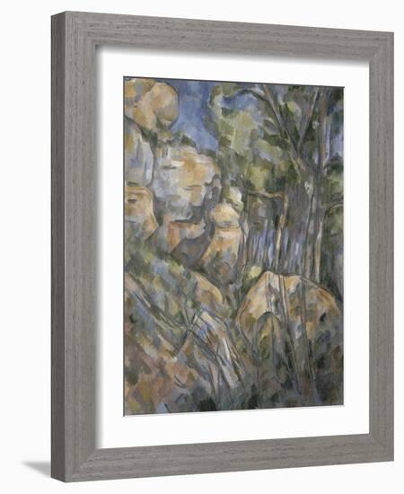 Rochers près des grottes au-dessus de Château-Noir-Paul Cézanne-Framed Giclee Print