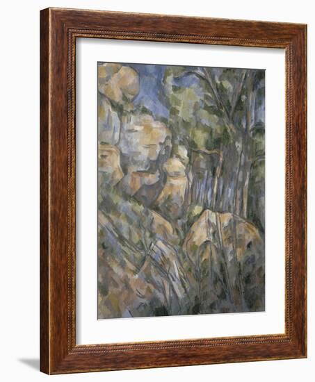 Rochers près des grottes au-dessus de Château-Noir-Paul Cézanne-Framed Giclee Print