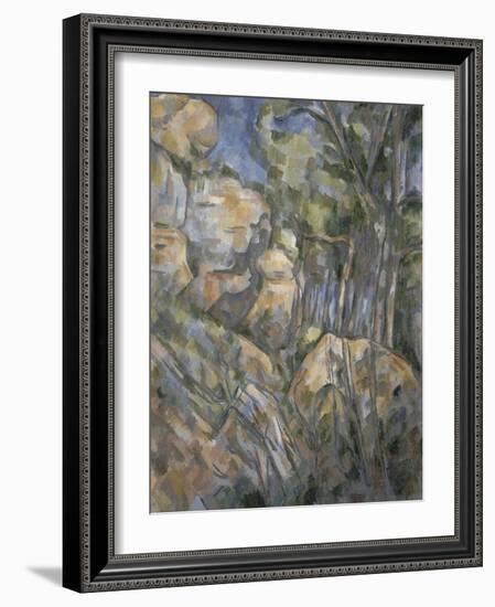 Rochers près des grottes au-dessus de Château-Noir-Paul Cézanne-Framed Giclee Print