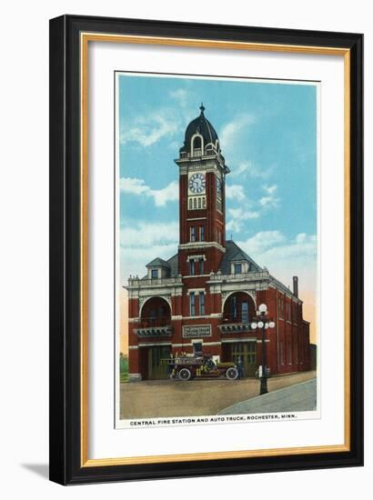 Rochester, Minnesota - Central Fire Station Exterior View-Lantern Press-Framed Art Print