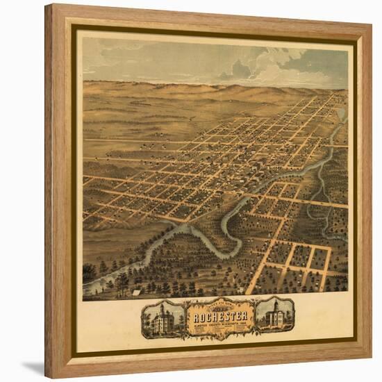 Rochester, Minnesota - Panoramic Map-Lantern Press-Framed Stretched Canvas