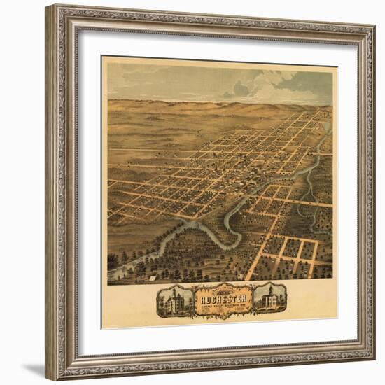 Rochester, Minnesota - Panoramic Map-Lantern Press-Framed Art Print