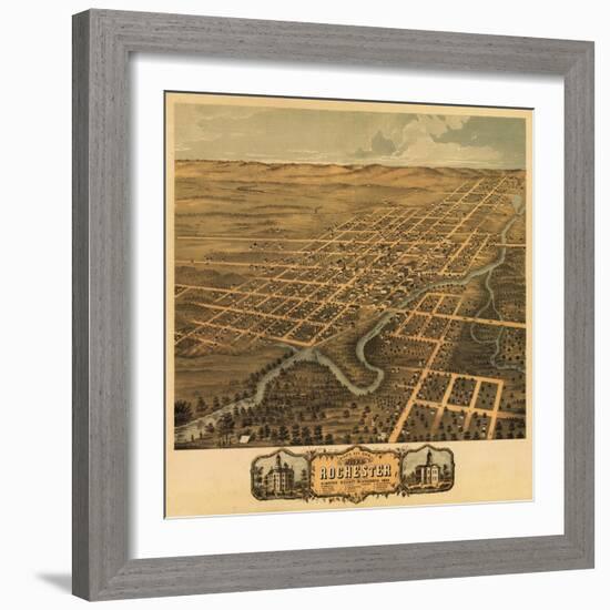 Rochester, Minnesota - Panoramic Map-Lantern Press-Framed Art Print