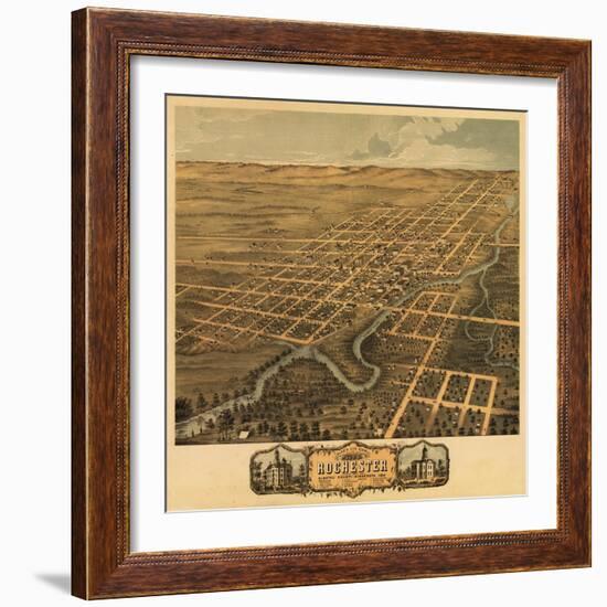 Rochester, Minnesota - Panoramic Map-Lantern Press-Framed Art Print