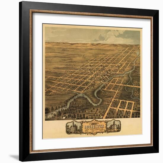 Rochester, Minnesota - Panoramic Map-Lantern Press-Framed Art Print