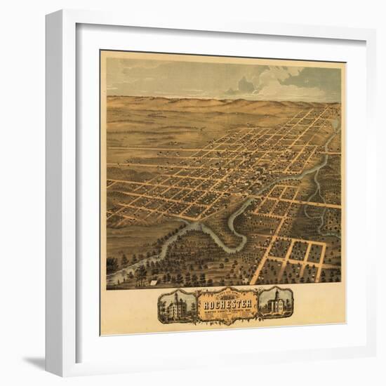 Rochester, Minnesota - Panoramic Map-Lantern Press-Framed Art Print