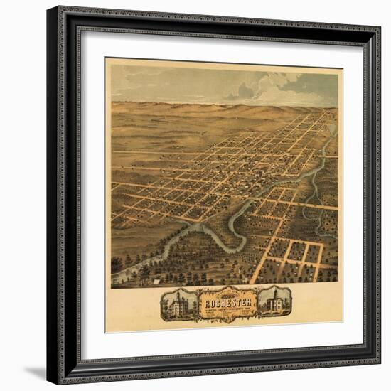 Rochester, Minnesota - Panoramic Map-Lantern Press-Framed Art Print