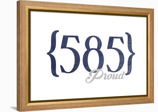 Rochester, New York - 585 Area Code (Blue)-Lantern Press-Framed Stretched Canvas