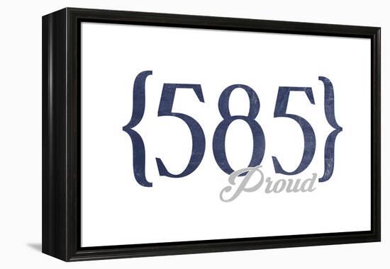 Rochester, New York - 585 Area Code (Blue)-Lantern Press-Framed Stretched Canvas