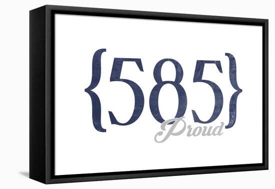 Rochester, New York - 585 Area Code (Blue)-Lantern Press-Framed Stretched Canvas
