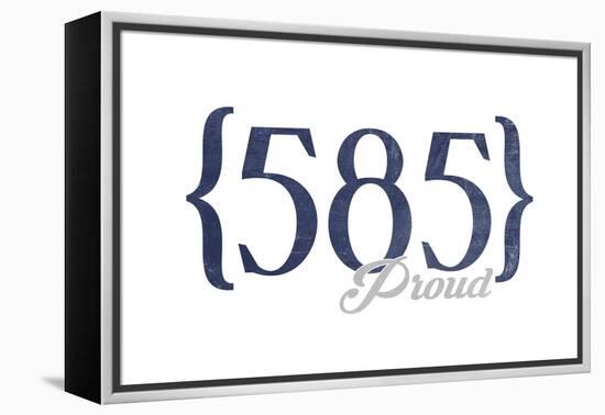 Rochester, New York - 585 Area Code (Blue)-Lantern Press-Framed Stretched Canvas