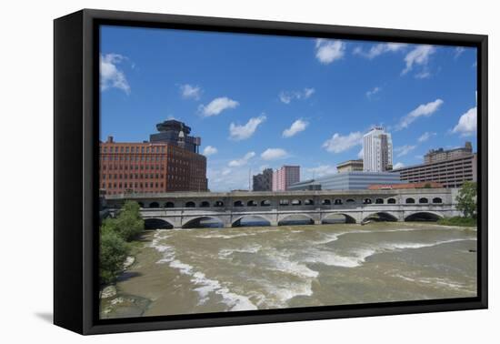 Rochester, New York, Beautiful Genesee River and Downtown Skyline on Main Street Brown Water River-Bill Bachmann-Framed Premier Image Canvas