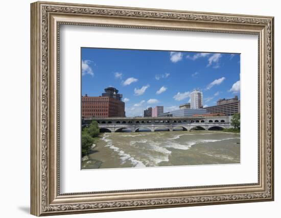 Rochester, New York, Beautiful Genesee River and Downtown Skyline on Main Street Brown Water River-Bill Bachmann-Framed Photographic Print