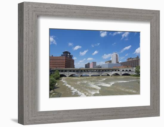 Rochester, New York, Beautiful Genesee River and Downtown Skyline on Main Street Brown Water River-Bill Bachmann-Framed Photographic Print