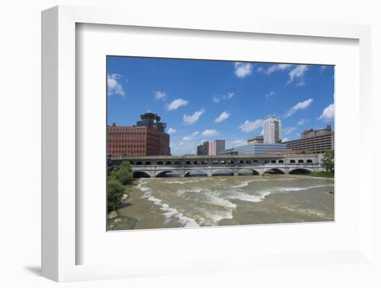 Rochester, New York, Beautiful Genesee River and Downtown Skyline on Main Street Brown Water River-Bill Bachmann-Framed Photographic Print