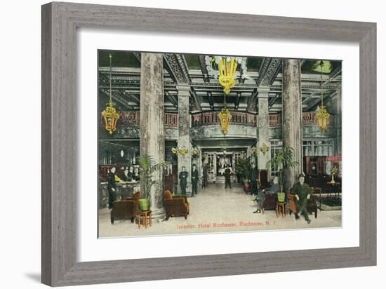 Rochester, New York - Interior View of the Hotel Rochester Lobby-Lantern Press-Framed Art Print