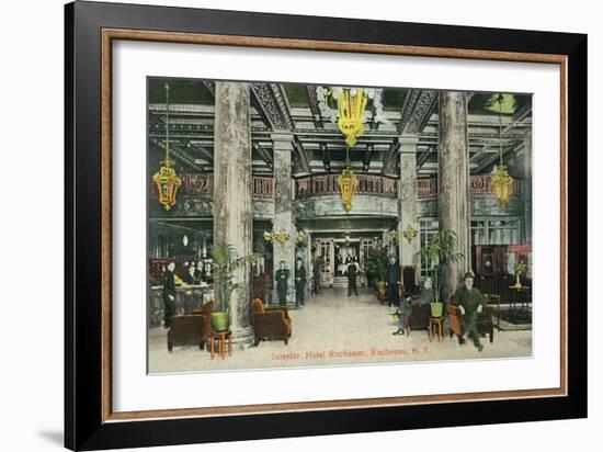 Rochester, New York - Interior View of the Hotel Rochester Lobby-Lantern Press-Framed Art Print