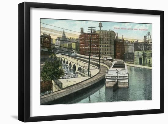 Rochester, New York - View of Canal Boats going over the Aqueduct-Lantern Press-Framed Art Print