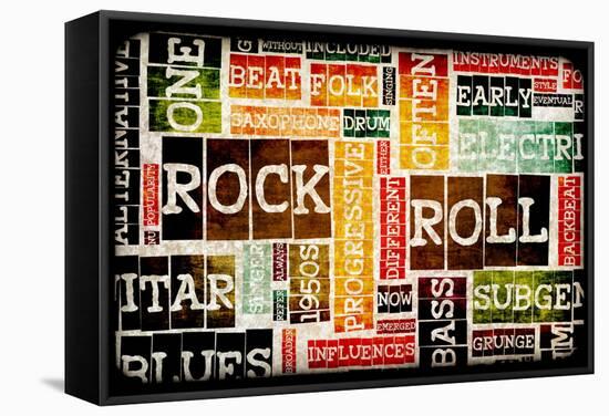 Rock And Roll Music Poster Art As Background-kentoh-Framed Stretched Canvas