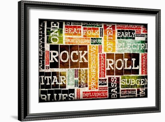 Rock And Roll Music Poster Art As Background-kentoh-Framed Art Print