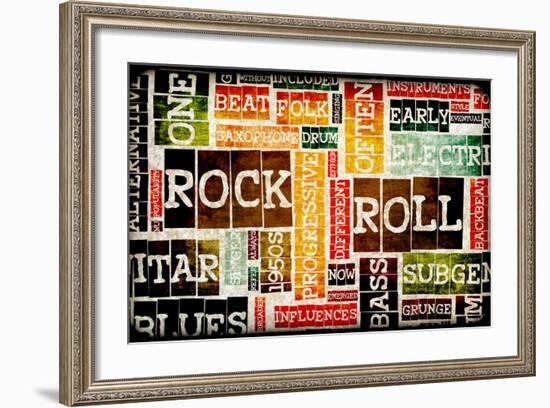 Rock And Roll Music Poster Art As Background-kentoh-Framed Art Print