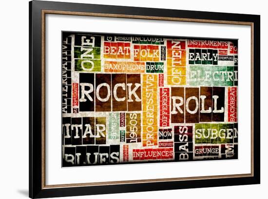 Rock And Roll Music Poster Art As Background-kentoh-Framed Art Print