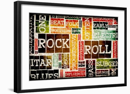 Rock And Roll Music Poster Art As Background-kentoh-Framed Art Print