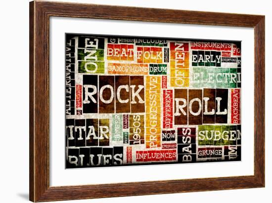 Rock And Roll Music Poster Art As Background-kentoh-Framed Art Print