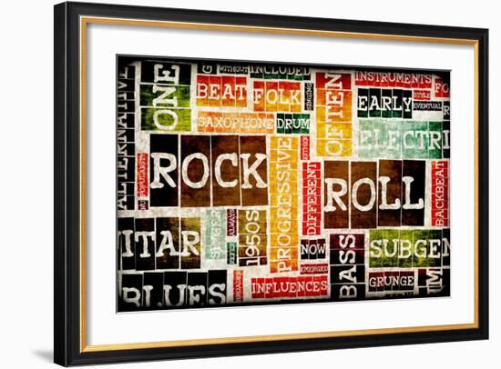 Rock And Roll Music Poster Art As Background-kentoh-Framed Art Print