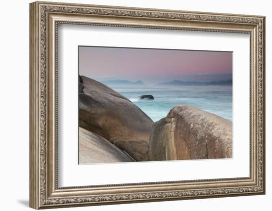 Rock and Sea Praia Da Joaquina Beach in Santa Catarina State at Sunrise-Alex Saberi-Framed Photographic Print