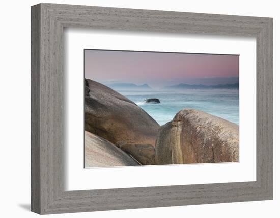 Rock and Sea Praia Da Joaquina Beach in Santa Catarina State at Sunrise-Alex Saberi-Framed Photographic Print