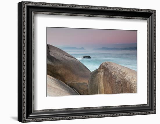 Rock and Sea Praia Da Joaquina Beach in Santa Catarina State at Sunrise-Alex Saberi-Framed Photographic Print