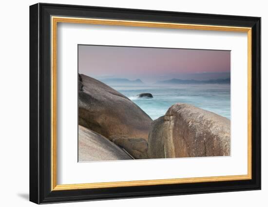 Rock and Sea Praia Da Joaquina Beach in Santa Catarina State at Sunrise-Alex Saberi-Framed Photographic Print