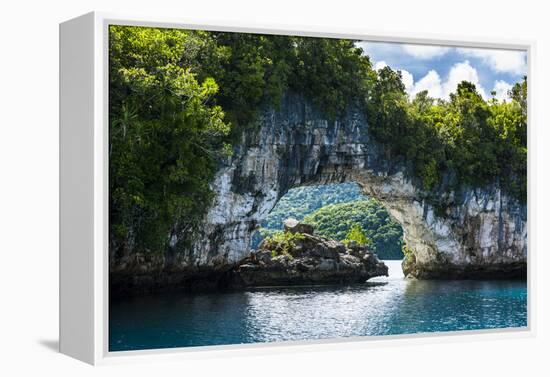 Rock Arch in the Rock Islands, Palau, Central Pacific, Pacific-Michael Runkel-Framed Premier Image Canvas