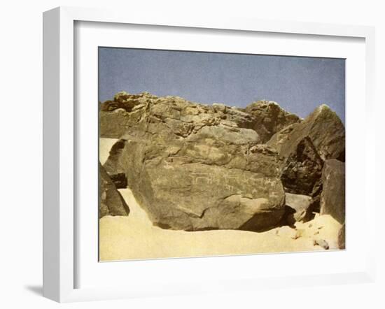 Rock bearing prehistoric heiroglyphics, Egypt-English Photographer-Framed Giclee Print