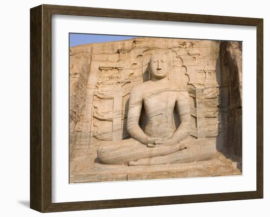 Rock Carved Granite Image of the Seated Buddha, Unesco World Heritage Site, Sri Lanka-Gavin Hellier-Framed Photographic Print
