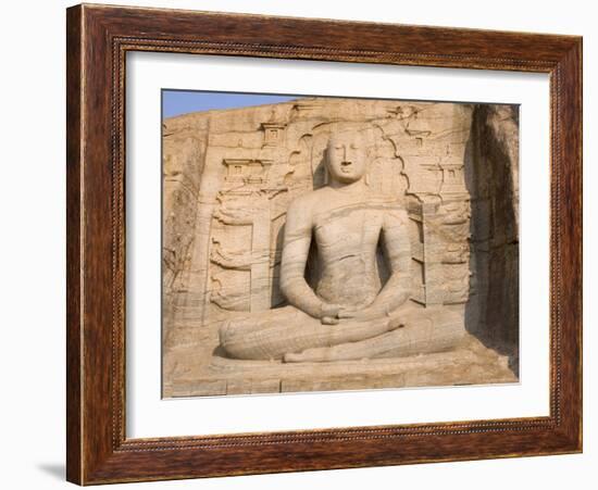 Rock Carved Granite Image of the Seated Buddha, Unesco World Heritage Site, Sri Lanka-Gavin Hellier-Framed Photographic Print