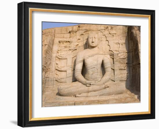 Rock Carved Granite Image of the Seated Buddha, Unesco World Heritage Site, Sri Lanka-Gavin Hellier-Framed Photographic Print