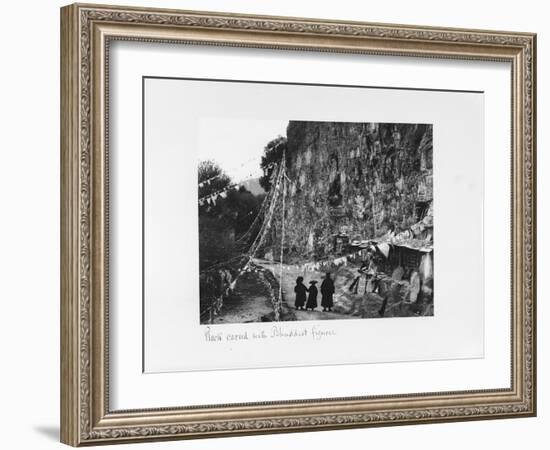 Rock Carved with Buddhist Figures, Tibet, 1903-04-John Claude White-Framed Giclee Print