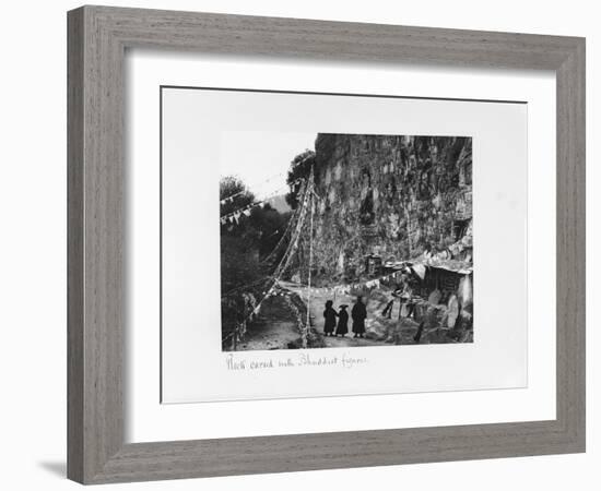 Rock Carved with Buddhist Figures, Tibet, 1903-04-John Claude White-Framed Giclee Print