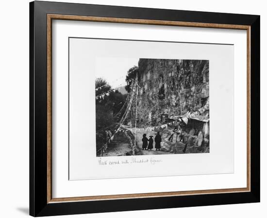 Rock Carved with Buddhist Figures, Tibet, 1903-04-John Claude White-Framed Giclee Print