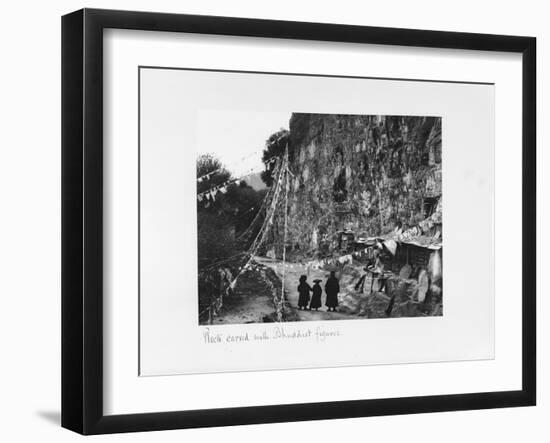 Rock Carved with Buddhist Figures, Tibet, 1903-04-John Claude White-Framed Giclee Print