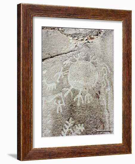 Rock carving, Boat-Axe culture, pre-Viking, Bohuslan, Sweden, Bronze Age-Werner Forman-Framed Photographic Print