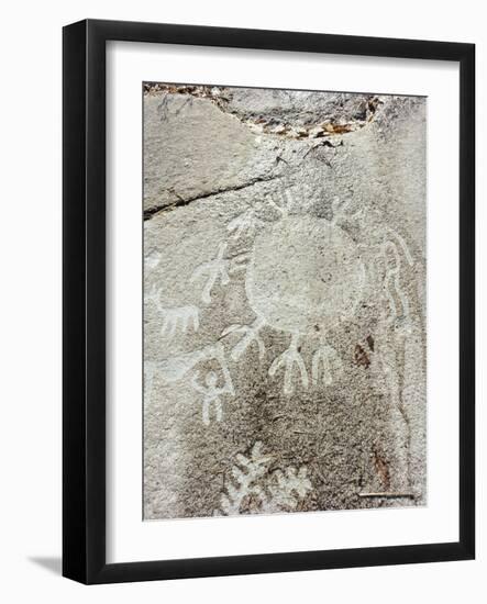 Rock carving, Boat-Axe culture, pre-Viking, Bohuslan, Sweden, Bronze Age-Werner Forman-Framed Photographic Print