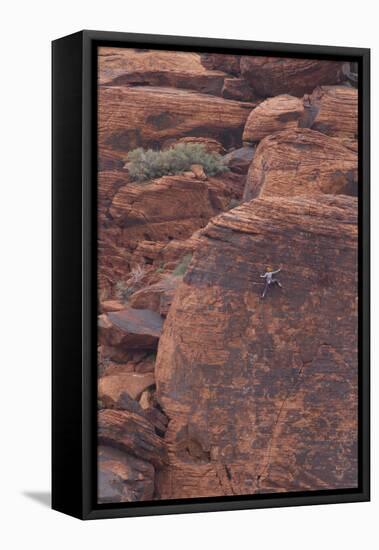 Rock climber at Red Rock Canyon, Las Vegas, Nevada.-Michele Niles-Framed Premier Image Canvas