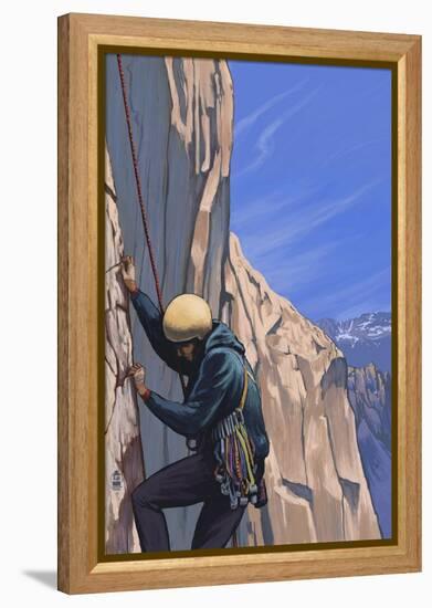 Rock Climber-Lantern Press-Framed Stretched Canvas