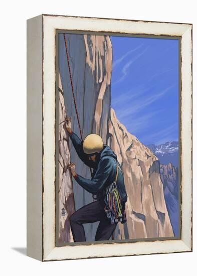 Rock Climber-Lantern Press-Framed Stretched Canvas